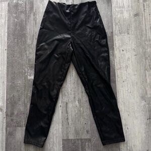 Fabletics Black Vegan Faux Leather High Waisted Leggings NWT Size L
